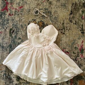 Elegant Cream Dress with Floral Accents